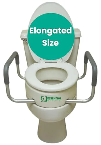 Essential Medical Elevated Toilet Seat with Arms - Rank 10 in Smart Life Hacks for Seniors You Can’t Miss!