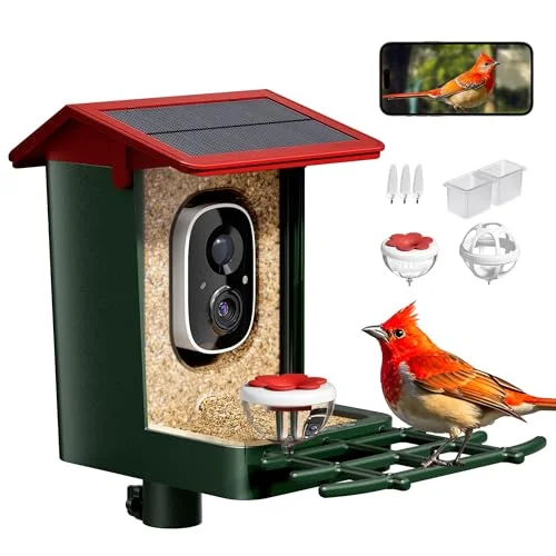 Smart Bird Feeder Camera with Solar Power - Rank 10 in Best Bird Camera of 2025