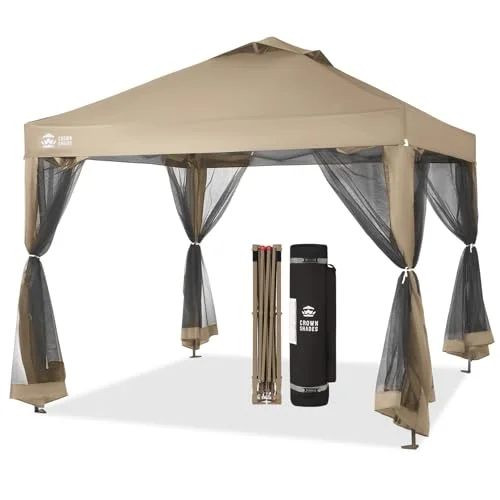 CROWN SHADES Pop Up Canopy Tent Beige - Rank 10 in Best 10x10 Gazebo of 2025