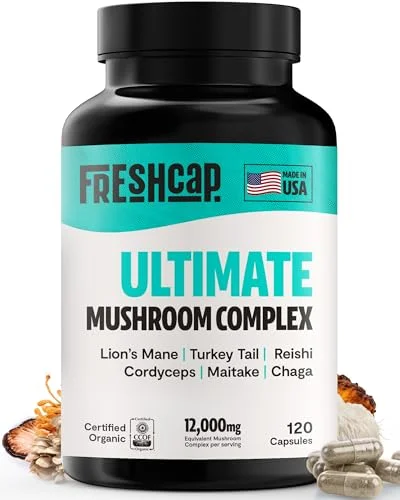 FreshCap Mushrooms Ultimate Mushroom Complex 120 Count - Rank 2 in Best Brain Vitamins of 2025