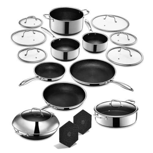HexClad 16 Piece Hybrid Cookware Set - Rank 5 in Best Hexclad Cookware of 2025