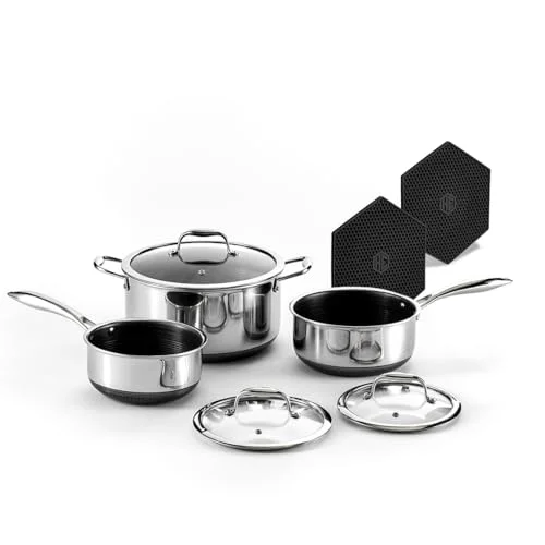 HexClad Hybrid Nonstick Pot Set 6-Piece - Rank 6 in Best Hexclad Cookware of 2025