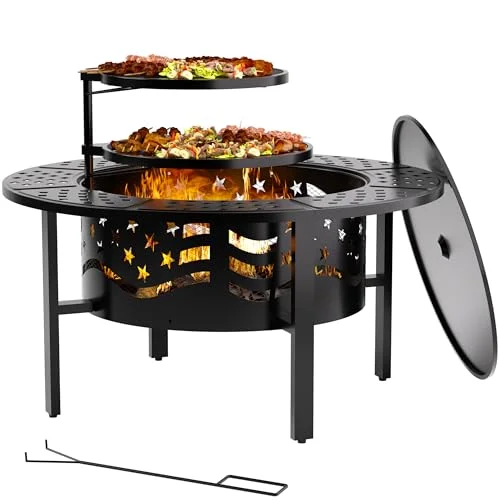 PrimeZone 36" Outdoor Fire Pit with Grills - Rank 2 in Best Housewise Fire Pit of 2025