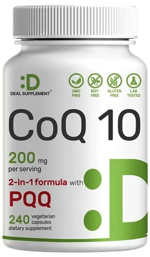 DEAL SUPPLEMENT CoQ10 200mg & PQQ 200mcg Supplement - Rank 10 in Best Coq10 of 2025