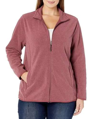 Amazon Essentials Women's Classic-Fit Full-Zip Polar Soft Fleece Jacket (Available in Plus Size), Burgundy Heather, Large - Rank 1 in Smart Life Hacks for Seniors You Can’t Miss!