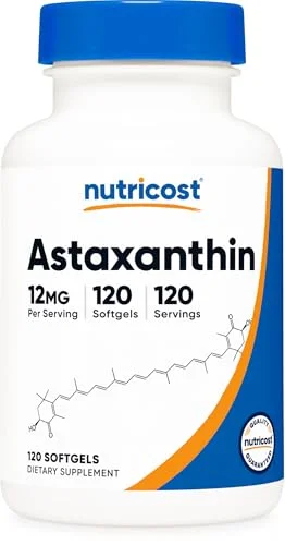 Nutricost Astaxanthin 12mg, 120 Softgels - Rank 4 in Best Astaxanthin of 2025