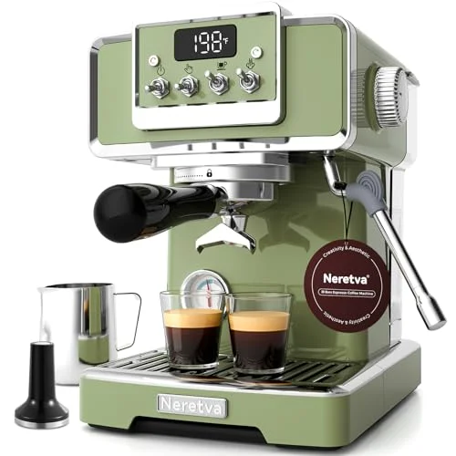 Neretva Espresso Machine 15 Bar LCD Green - Rank 4 in Best Esspresso Machine of 2025