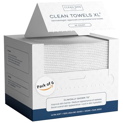Clean Skin Club Towels XL, 100% Biobased Face Towel - Rank 2 in Best Exfoliating Washcloth of 2025