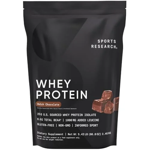 Sports Research Whey Protein Isolate Dutch Chocolate - Rank 4 in Best Protein Powders of 2025