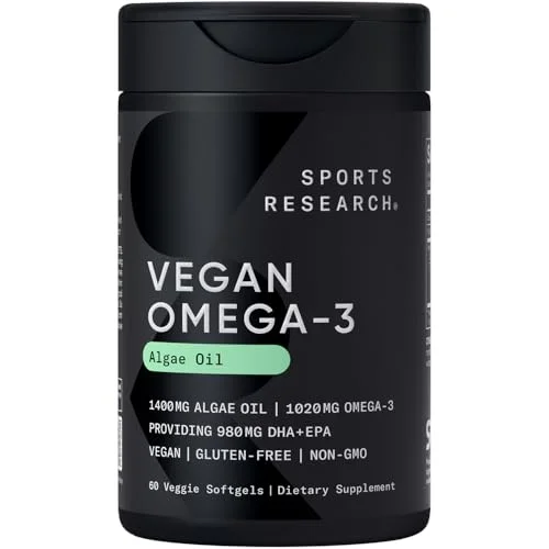 Sports Research Vegan Omega-3 Algae Oil Softgels - Rank 7 in Best Fish Oil Omega 3 Supplements of 2025
