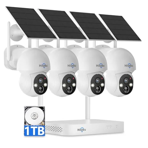 Hiseeu Solar Wireless Outdoor Security Camera System - Rank 2 in Security Cameras of 2025