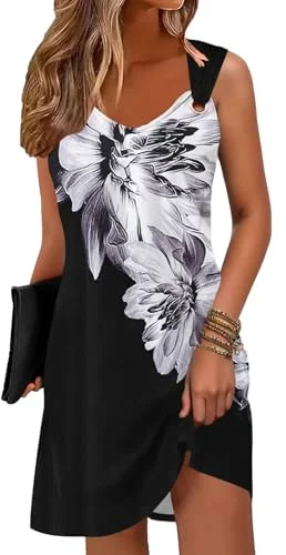 Disamer Summer Sundress Flower Black Medium - Rank 8 in Amazon’s Best Beachwear Deals Are Going Fast—Don’t Miss Out! 🏖️