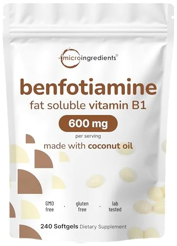 Micro Ingredients Vitamin B1 Benfotiamine 600mg Softgels - Rank 3 in Best Thiamine of 2025