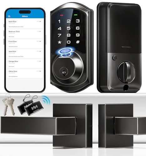 Veise Fingerprint Smart Lock with Lever Handle - Rank 6 in Best Door Locks For Home of 2025