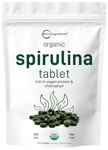 Micro Ingredients Organic Spirulina Supplement 3000MG Tablets - Rank 2 in Best Blue Spirulina of 2025