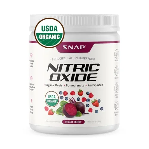 Snap Supplements Organic Beet Root Powder, 3-in-1 Nitric Oxide Supplement, 250g (Mixed Berry) - Rank 6 in Best Super Beets of 2025