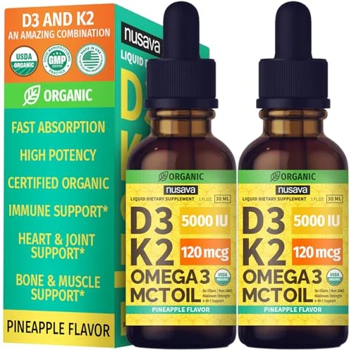 NUSAVA Organic Vitamin D3 K2 Drops - Rank 6 in Best Magnesium In Oil of 2025