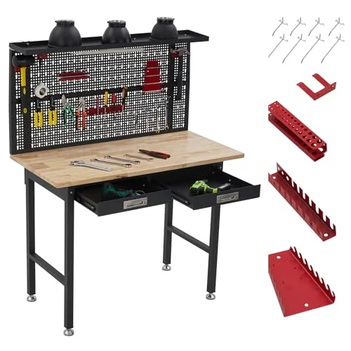 Adjustable Wooden Desk with Drawers and Outlets - Rank 6 in Best Workbench of 2025