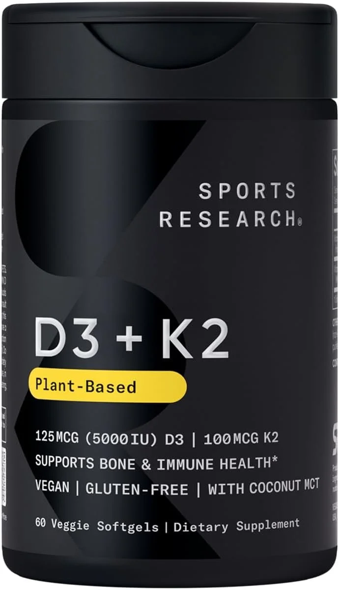 Sports Research Vitamin D3 K2 with Coconut Oil - Rank 1 in Best Vitamin D3 of 2025