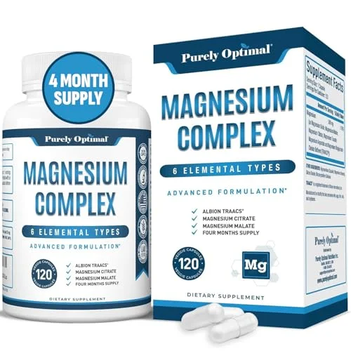 Magnesium Complex Supplement 500mg - Purely Optimal - Rank 7 in Best Magnesium Supplement of 2025