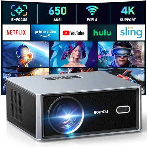 SOPYOU Projector 650 ANSI 1080P 4K Support - Rank 6 in Best Outdoor Projectors of 2025