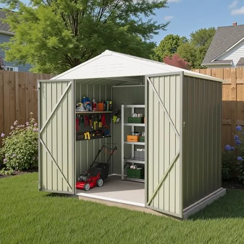 GUNJI Outdoor Storage Shed with Shelves - Rank 9 in Best Sheds of 2025
