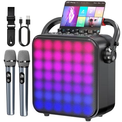 Gesnada Karaoke Machine with LED Lights - Rank 7 in Best Karaoke Machine With Lyrics Display of 2025