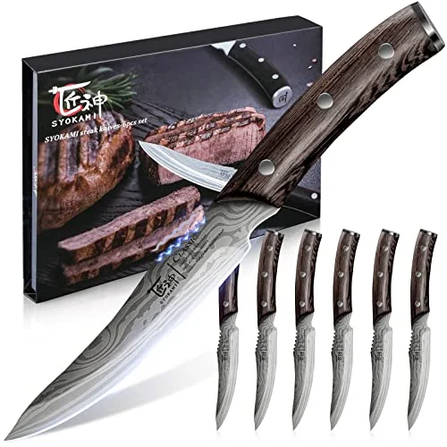SYOKAMI Steak Knives Set with Wood Handle - Rank 9 in Best Japanese Knifes of 2025