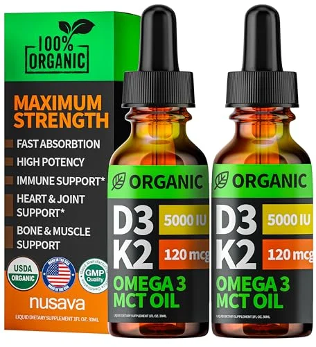 Organic Vitamin D3 K2 Drops with MCT Oil - Rank 6 in Best Vitamin K2 of 2025