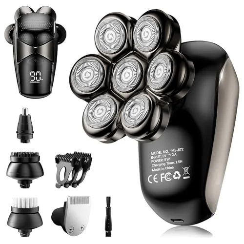 SHPAVVER 5-in-1 Bald Men Electric Razor - Rank 9 in Best Clippers For Men of 2025