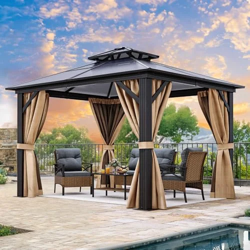 YITAHOME 10x10FT Hardtop Gazebo with Curtains - Rank 3 in Best 10x10 Gazebo of 2025