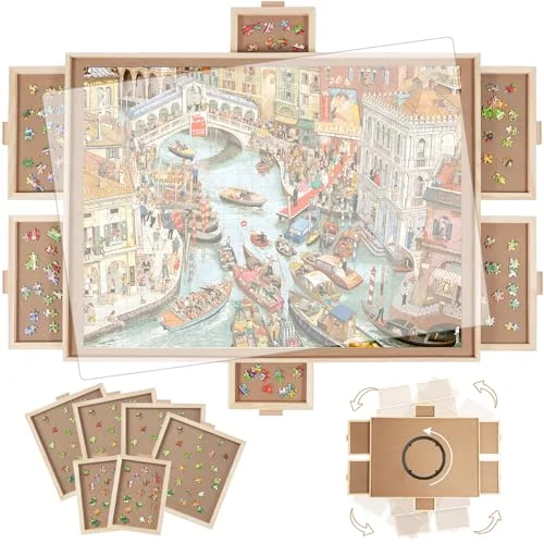 BuilderButler Rotating Puzzle Board with Drawers - Rank 10 in Best Puzzle Table With Drawers of 2025