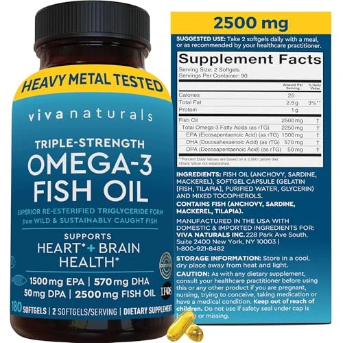 Triple Strength Omega 3 Fish Oil Supplement - Rank 2 in Best Fish Oil Omega 3 Supplements of 2025