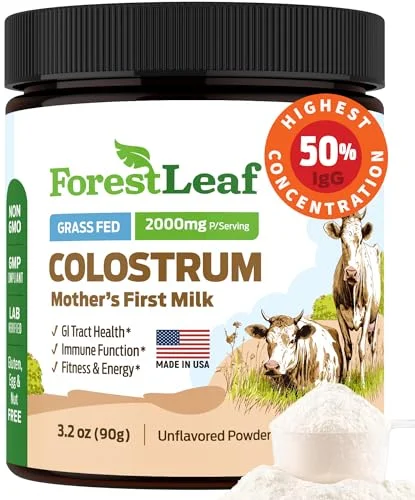 ForestLeaf Colostrum Powder, Grass Fed, 50% IgG, 45 Servings - Rank 10 in Best Bovine Colostrum of 2025