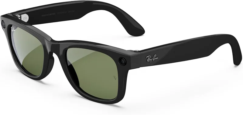 Meta Ray-Ban Smart Glasses Wayfarer Shiny Black - Rank 2 in Best Camera Glasses of 2025