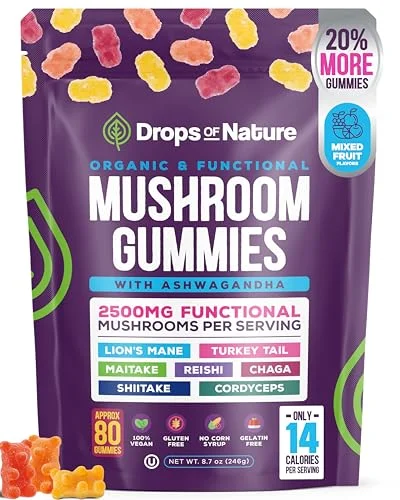 Ashwagandha & Lion's Mane Mushroom Gummies - Rank 8 in Best Brain Vitamins of 2025