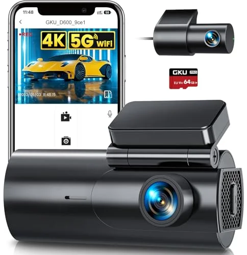 GKU D600 4K Dash Cam Front and Rear - Rank 9 in Dash Cams