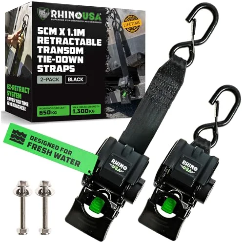 Rhino USA Boat Trailer Tie Down Straps - Rank 3 in Best Retractable Ratchet Straps of 2025