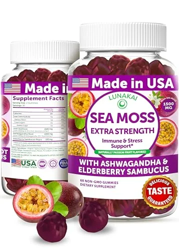 Lunakai Sea Moss Gummies with Ashwagandha and Elderberry - Rank 1 in Best Sea Moss Gummies of 2025