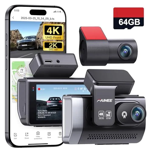 FAIMEE 4K Dual Dash Cam with GPS - Rank 6 in Best Car Dash Camera Front And Rear of 2025