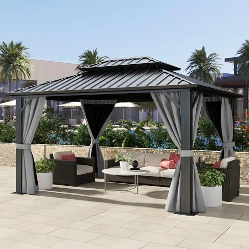DWVO 10x12ft Hardtop Gazebo with Curtains - Rank 10 in Best Metal Gazebo of 2025