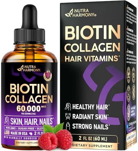 NUTRAHARMONY Liquid Biotin & Collagen Drops 60000 mcg - Rank 6 in Best Biotin Vitamin of 2025