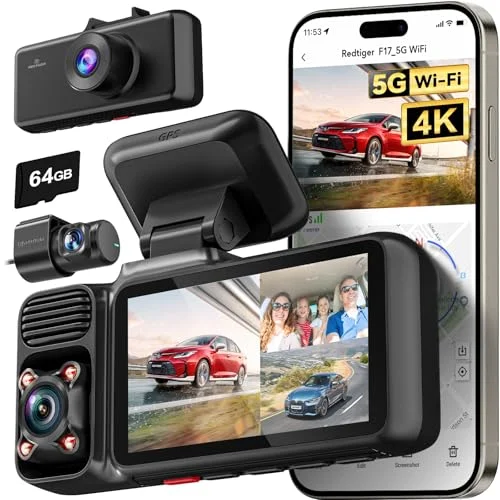 REDTIGER 4K 3 Channel Dash Cam with GPS - Rank 7 in Best Dash Camera For Car of 2025