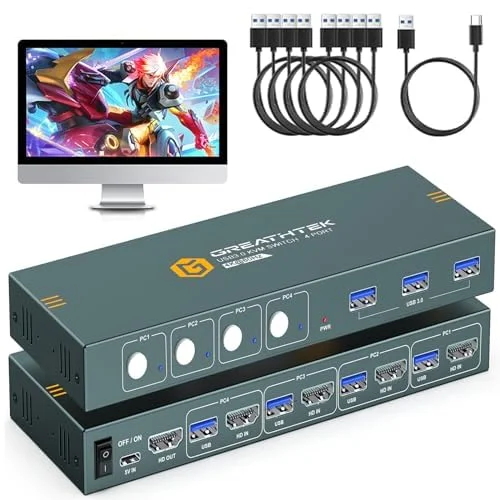 GREATHTEK USB 3.0 4K HDMI KVM Switch - Rank 7 in Best Kvm Switch of 2025
