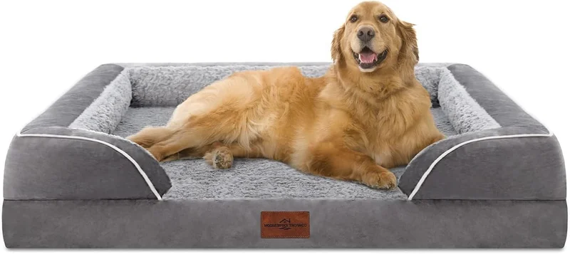 Waterproof Orthopedic Foam Dog Bed with Bolster - Rank 10 in Best Dog Beds Large Sized of 2025