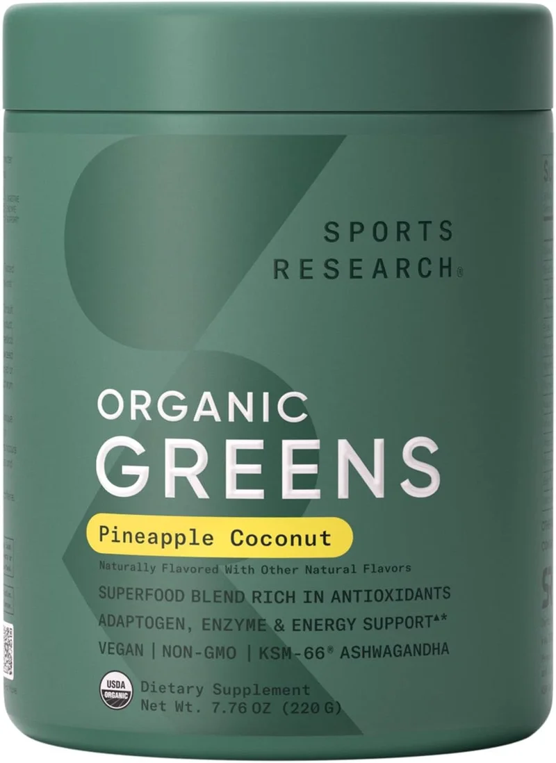 Sports Research Organic Greens Superfood Powder - Rank 9 in Best Organic Green Powder of 2025