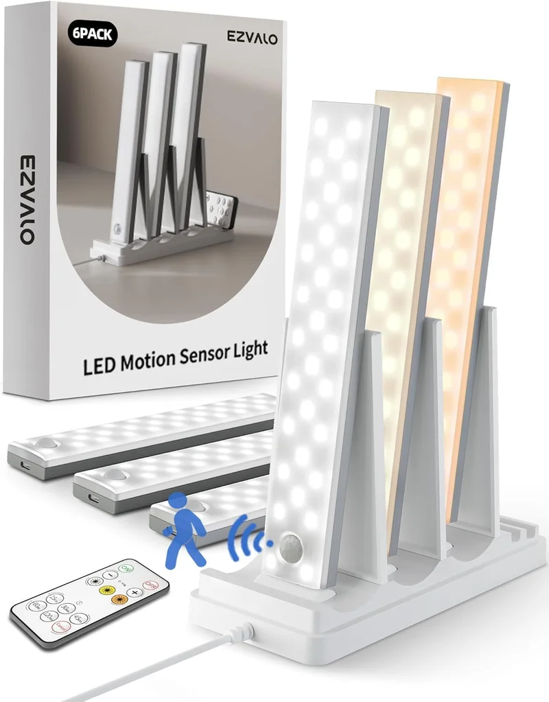 EZVALO 62LED Rechargeable Motion Sensor Lights - Rank 2 in Best Under Cabinet Lights of 2025