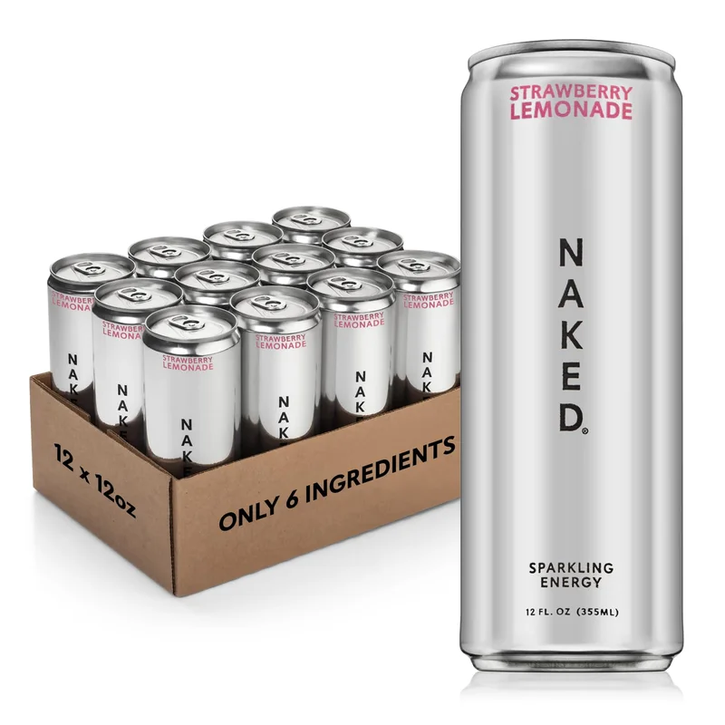 Naked Sparkling Energy Drink - Strawberry Lemonade - Rank 7 in Best Energy Drink of 2025