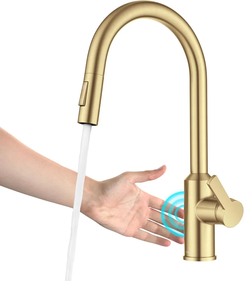 Kraus Oletto Touchless Kitchen Faucet Brushed Brass - Rank 3 in Best Touchless Kitchen Faucet of 2025