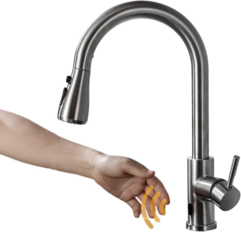 Touchless Brushed Nickel Kitchen Faucet with Sensor - Rank 7 in Best Touchless Kitchen Faucet of 2025
